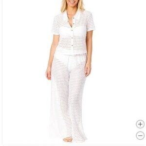 New Hurley Women's Swim Cover Up Lightweight Crochet 2-Piece Set (White, Medium)